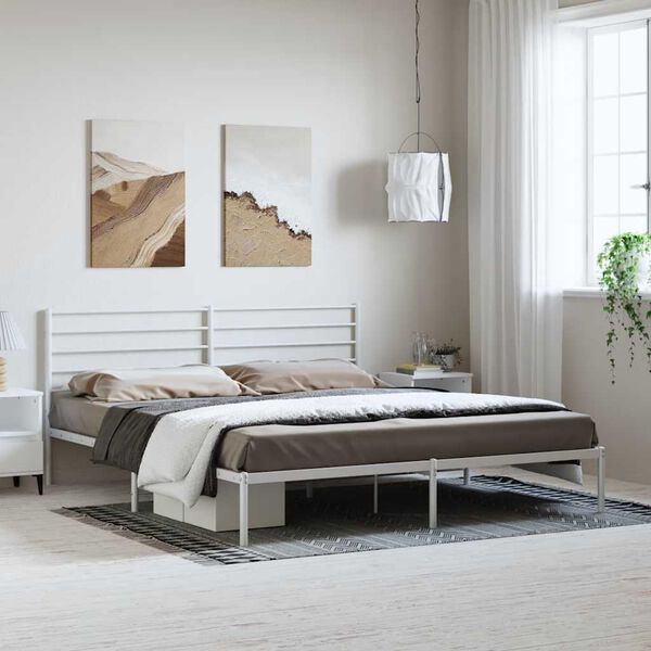 vidaXL Cadre de lit métal sans matelas et tête de lit blanc 183x213 cm