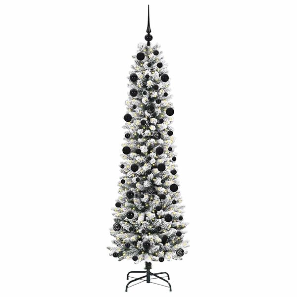 vidaXL Sapin de No&euml;l artificiel Blanc 210 cm PVC, m&eacute;tal et plastique