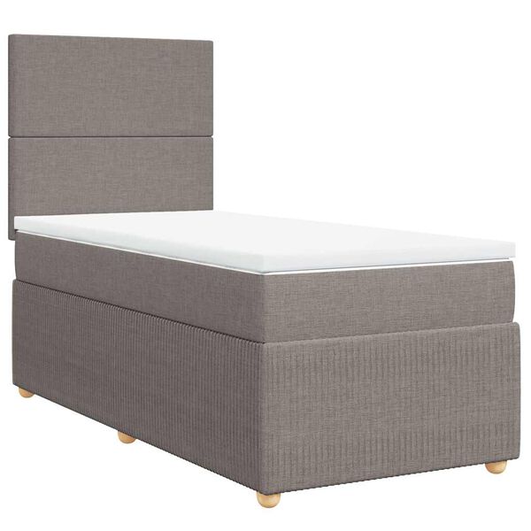vidaXL Sommier &agrave; lattes de lit avec matelas Taupe 100x200 cm Tissu