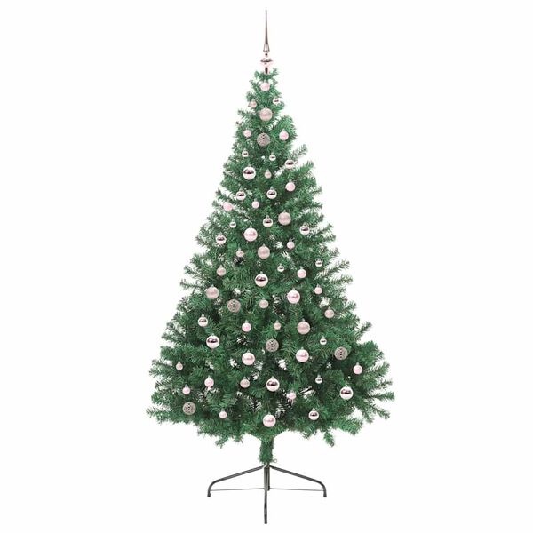 vidaXL Sapin de No&euml;l artificiel pr&eacute;-&eacute;clair&eacute; Vert 240 cm PVC