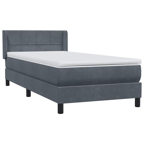 vidaXL Sommier &agrave; lattes de lit et matelas gris fonc&eacute; 100x210cm velours