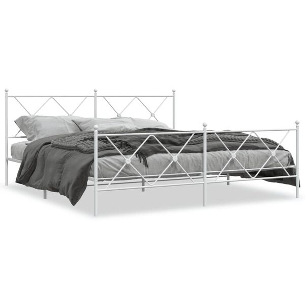 vidaXL Cadre de lit m&eacute;tal sans matelas et pied de lit blanc 183x213 cm