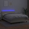 vidaXL Sommier &agrave; lattes de lit avec matelas et LED Cr&egrave;me 140x190 cm
