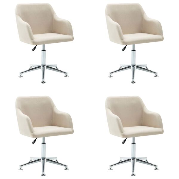 vidaXL Chaises pivotantes &agrave; manger lot de 4 cr&egrave;me tissu