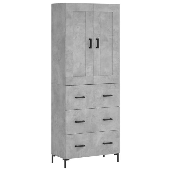 vidaXL Buffet haut Gris b&eacute;ton 69,5x34x180 cm Bois d'ing&eacute;nierie