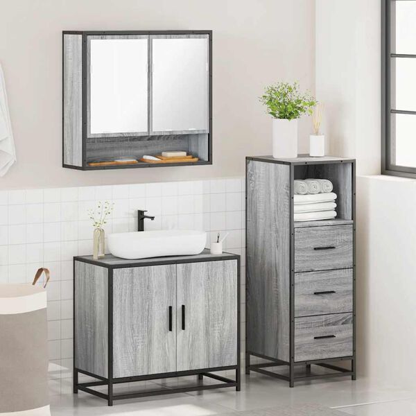 vidaXL Ensemble de meubles de salle de bain 3 pcs Sonoma gris