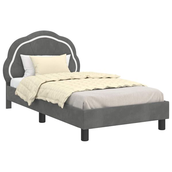 vidaXL Cadre de lit pour enfants avec tête de lit Gris foncé