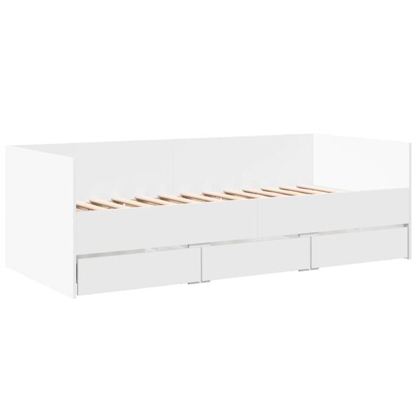 vidaXL Lit de jour avec tiroirs sans matelas blanc 100x200 cm