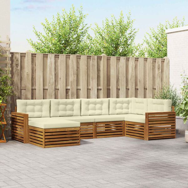 vidaXL Ensemble de canap&eacute;s d'ext&eacute;rieur 6 pcs Naturel et Cr&egrave;me