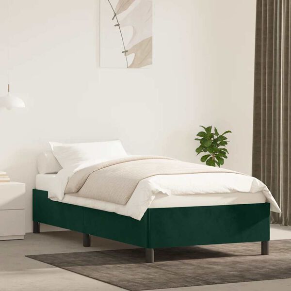 vidaXL Cadre de lit sans matelas vert fonc&eacute; 90x200 cm velours