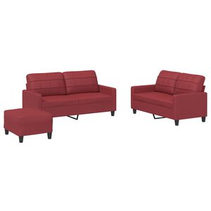 vidaXL Ensemble de canap&eacute;s 3 pcs et coussins Rouge bordeaux Similicuir