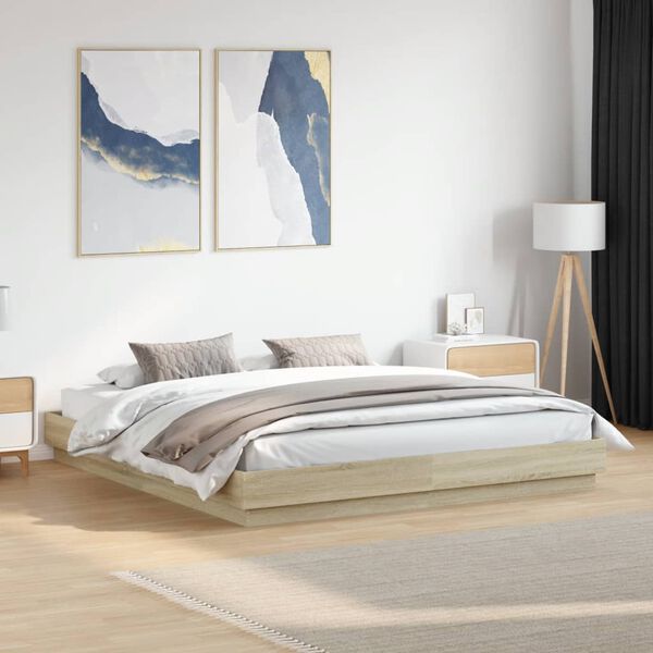 vidaXL Cadre de lit sans matelas ch&ecirc;ne sonoma 180x200 cm