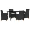 vidaXL Ensemble de salle &agrave; manger pour jardin 5 pcs Noir polyrotin