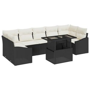 vidaXL Ensemble de canap&eacute; de jardin 8 pcs Noir Poly rotin