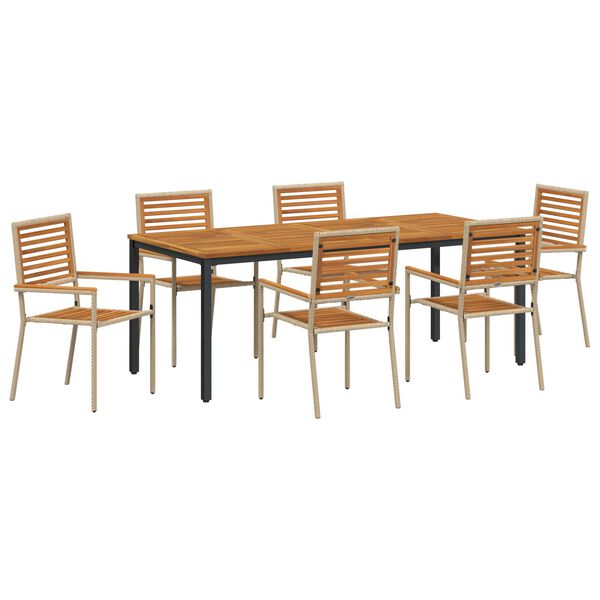 vidaXL Ensemble de salle &agrave; manger pour jardin 7 pcs Beige et Marron