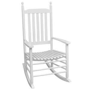 vidaXL Chaise &agrave; bascule avec si&egrave;ge incurv&eacute; Blanc Bois