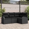 vidaXL Ensemble de canapé de jardin avec coussin 4 pcs Noir polyrotin