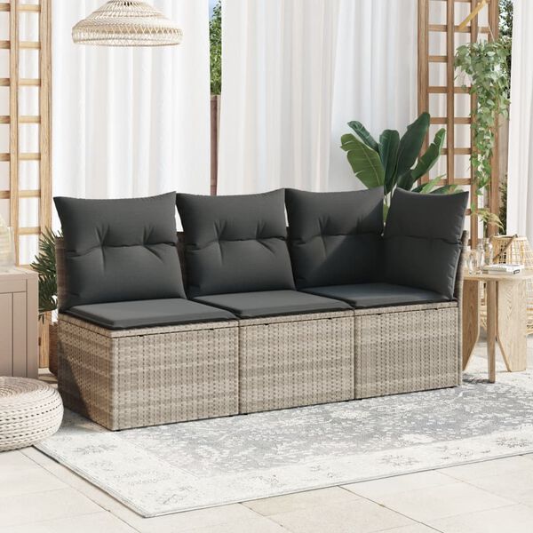 vidaXL Canapé d'angle de jardin et coussins gris clair résine tressée