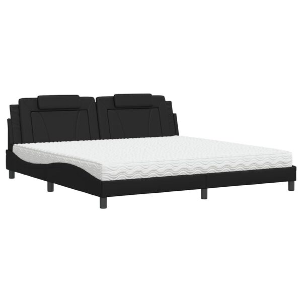 vidaXL Lit Viana avec matelas noir 200x200 cm similicuir
