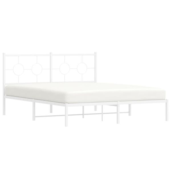 vidaXL Cadre de lit m&eacute;tal sans matelas et t&ecirc;te de lit blanc 160x200 cm