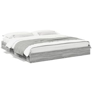 vidaXL Cadre de lit avec tiroirs sans matelas sonoma gris 200x200 cm