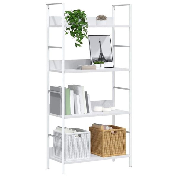 vidaXL Biblioth&egrave;que &agrave; 4 niveaux blanc 60x27,6x124,5 cm bois ing&eacute;nierie