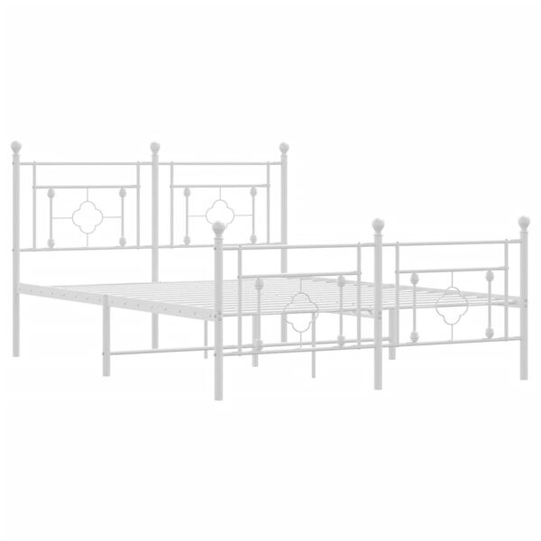 vidaXL Cadre de lit m&eacute;tal sans matelas et pied de lit blanc 140x190 cm