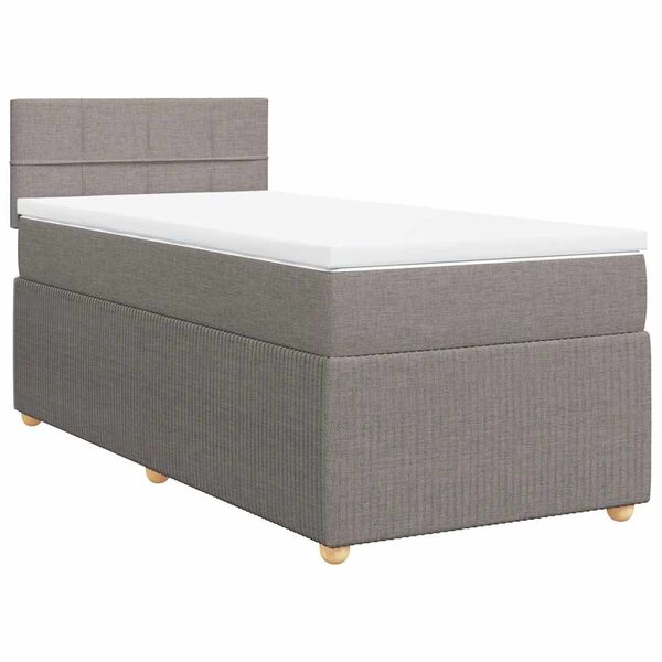 vidaXL Sommier &agrave; lattes de lit avec matelas Taupe 100x200 cm Tissu