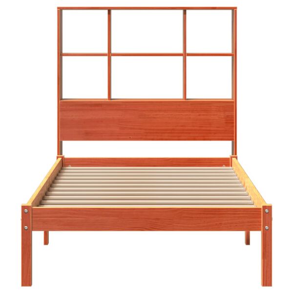 vidaXL Lit bibliothèque sans matelas cire marron 100x200 cm pin massif