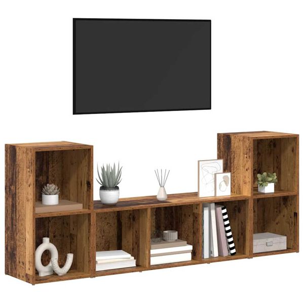 vidaXL Ensemble meuble TV Montage mural 3 pcs Marron Bois d'ing&eacute;nierie