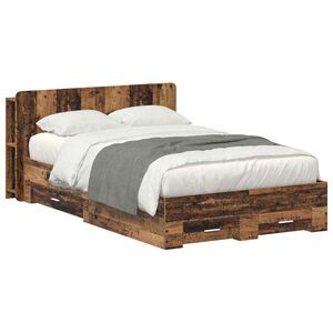 vidaXL Cadre de lit avec rangement Bois ancien 120 x 190 cm
