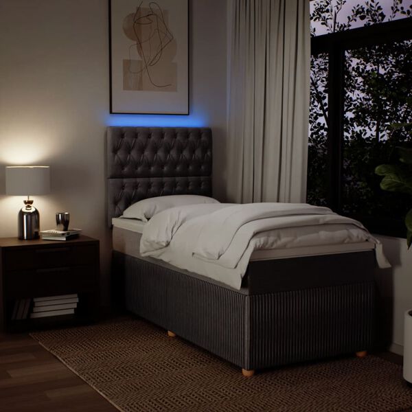 vidaXL Sommier &agrave; lattes de lit avec matelas Taupe 90x200 cm Tissu