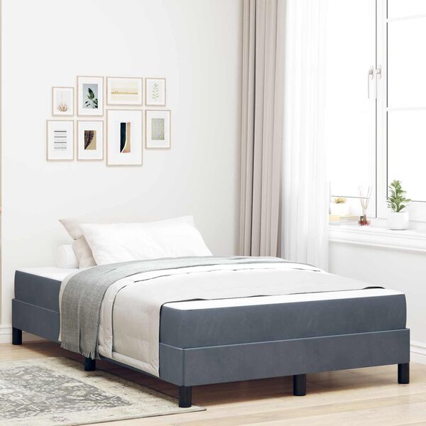 vidaXL Lit &agrave; ressorts avec matelas Gris fonc&eacute; 120 x 190 cm tissu