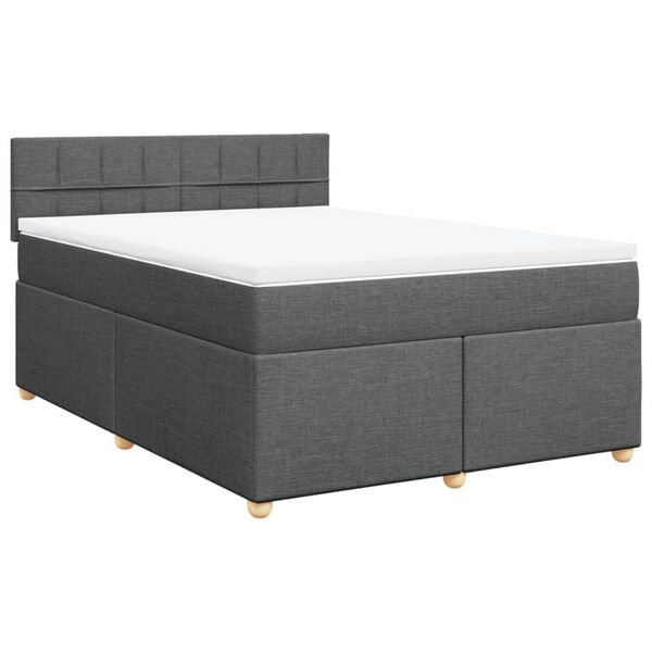 vidaXL Sommier à lattes de lit avec matelas Gris foncé 160x200cm Tissu