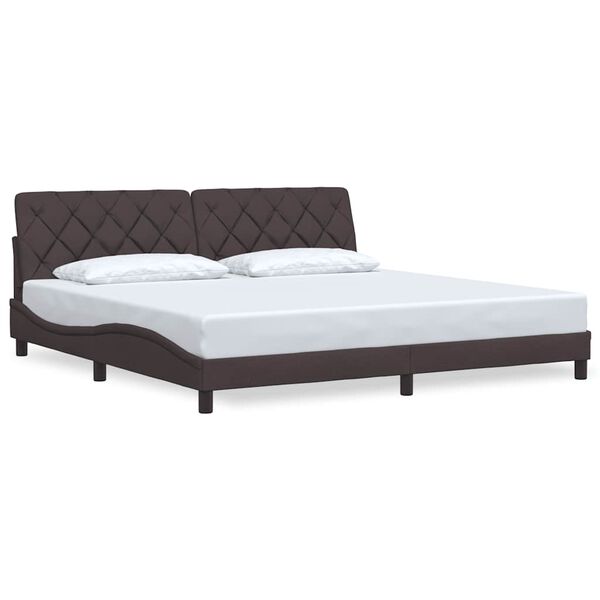 vidaXL Cadre de lit sans matelas marron fonc&eacute; 200x200 cm tissu