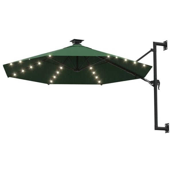 vidaXL Parasol mural de jardin avec LED 300 cm vert