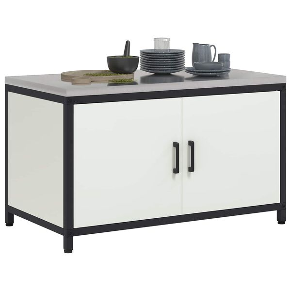 vidaXL Rangement de cuisine avec &eacute;tag&egrave;re Blanc 60 x 50 x 92 cm Acier