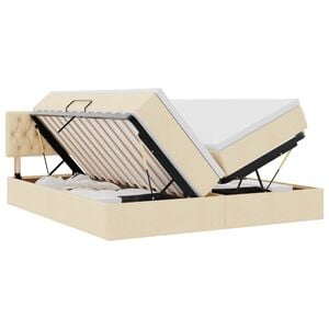 vidaXL Lit de rangement LED avec matelas Cr&egrave;me 180 x 200 cm Tissu