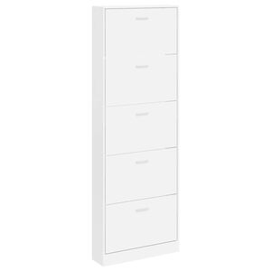 vidaXL Meuble &agrave; chaussures en bois avec 5 compartiments Blanc