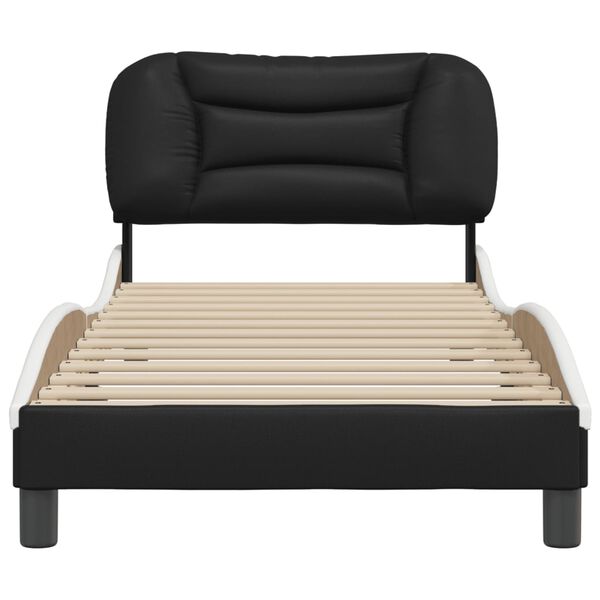 vidaXL Cadre de lit sans matelas Hvar noir et blanc 90x190 cm similicuir
