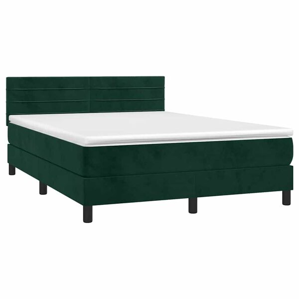 vidaXL Sommier &agrave; lattes de lit avec matelas LED Vert fonc&eacute; 140x190 cm