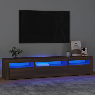 vidaXL Meuble TV avec lumières LED Chêne marron