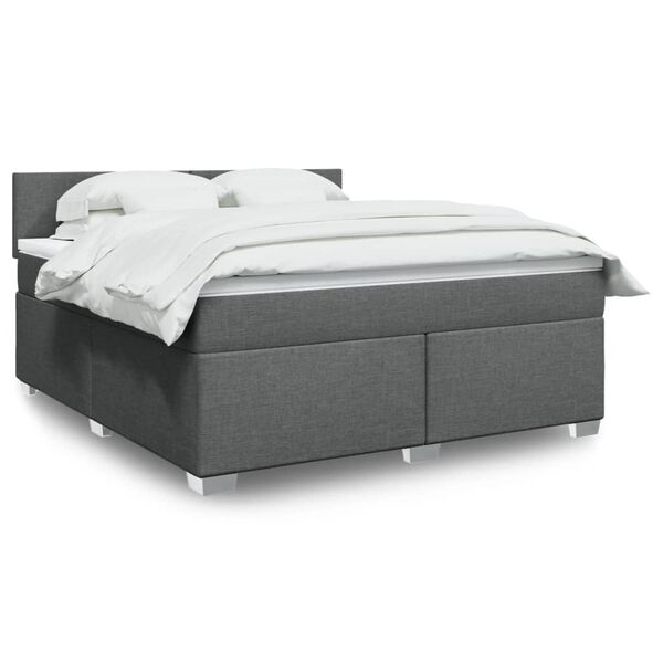 vidaXL Sommier &agrave; lattes de lit avec matelas Gris fonc&eacute; 180x200cm Tissu