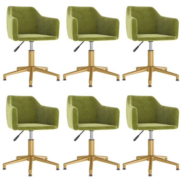 vidaXL Chaises pivotantes &agrave; manger lot de 6 Vert clair Velours