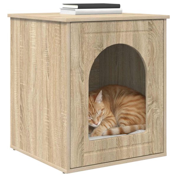 vidaXL Maison pour chat Sonoma 53 x 52 x 62 cm Bois d'ing&eacute;nierie