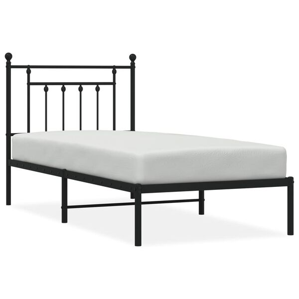 vidaXL Cadre de lit métal sans matelas avec tête de lit noir 90x190 cm