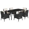 vidaXL Ensemble &agrave; manger de jardin coussins 7pcs Noir R&eacute;sine tress&eacute;e