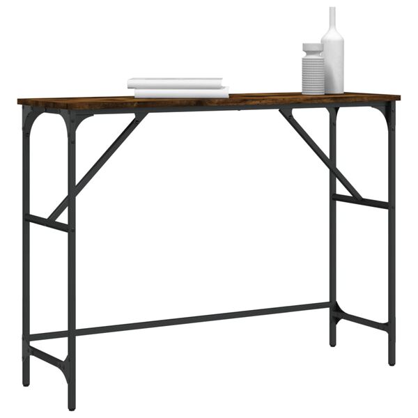 vidaXL Table console ch&ecirc;ne fum&eacute; 100x32x75 cm bois d'ing&eacute;nierie