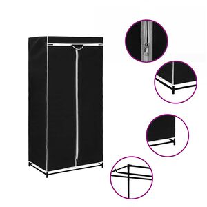 vidaXL Garde-robe Noir 75x50x160 cm