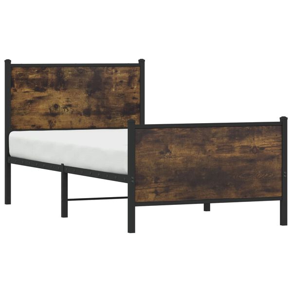 vidaXL Cadre de lit en métal sans matelas chêne fumé 90x200 cm